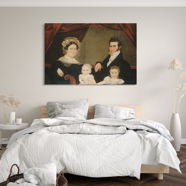 Leinwandbild ca. 1830er Jahre - Familiengruppe von vier auf Sofa