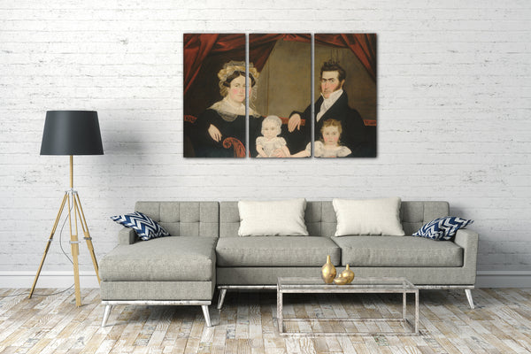 Leinwandbild ca. 1830er Jahre - Familiengruppe von vier auf Sofa