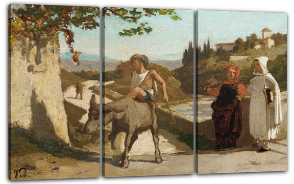 Leinwandbild Elihu Vedder - Die Fabel des Miller, sein Sohn und der Esel