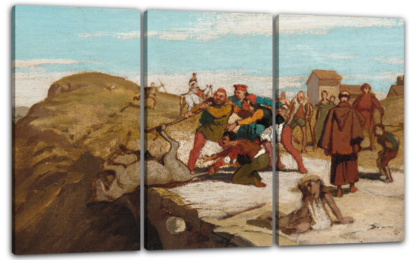 Leinwandbild Elihu Vedder - Die Fabel des Miller, sein Sohn und der Esel