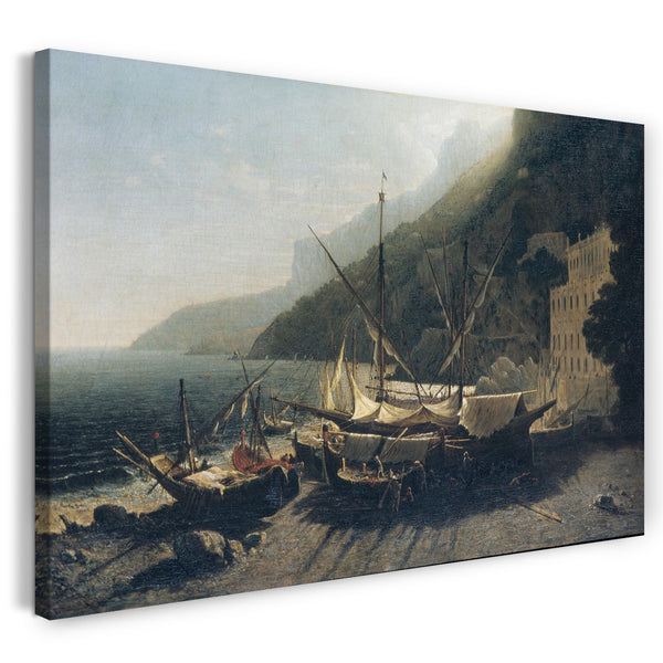 Leinwandbild George Loring Brown - Blick auf Amalfi, Bucht von Salerno