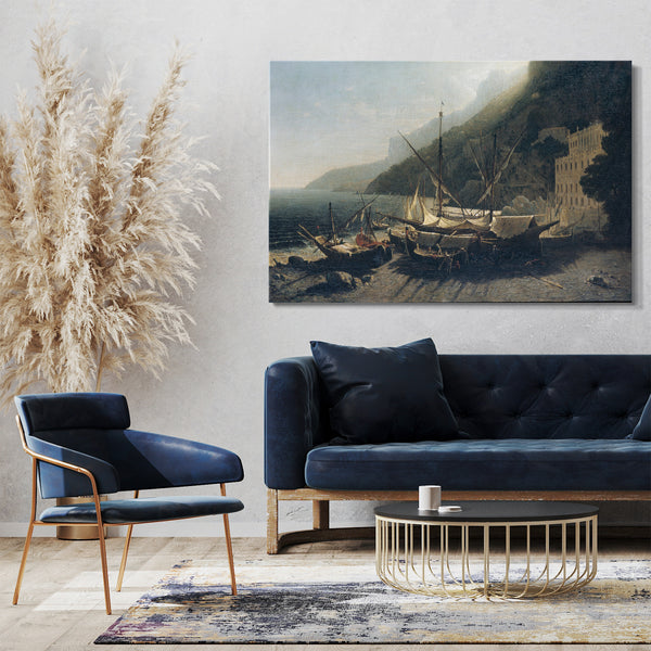Leinwandbild George Loring Brown - Blick auf Amalfi, Bucht von Salerno