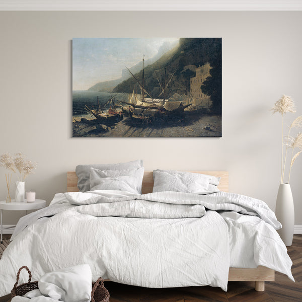 Leinwandbild George Loring Brown - Blick auf Amalfi, Bucht von Salerno