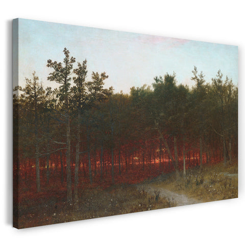 Leinwandbild John Frederick Kensett - Dämmerung in den Zedern bei Darien, Connecticut