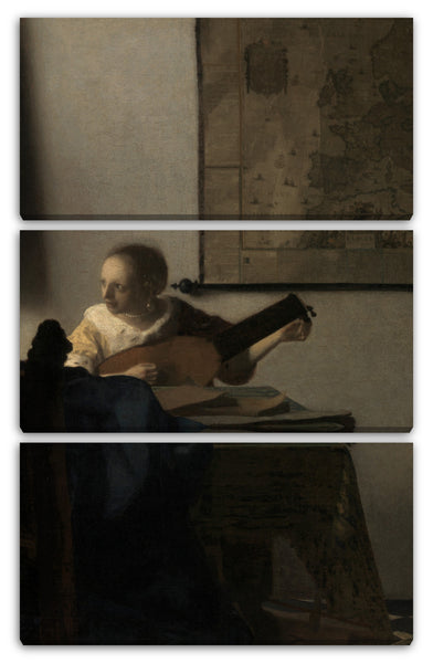 Leinwandbild Johannes Vermeer - Frau mit einer Laute