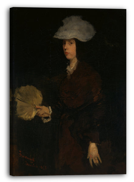 Leinwandbild Frank Duveneck - Dame mit Fächer