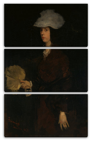 Leinwandbild Frank Duveneck - Dame mit Fächer