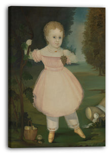 Leinwandbild 1840-50 - Porträt eines kleinen Mädchens, das Trauben pflückt