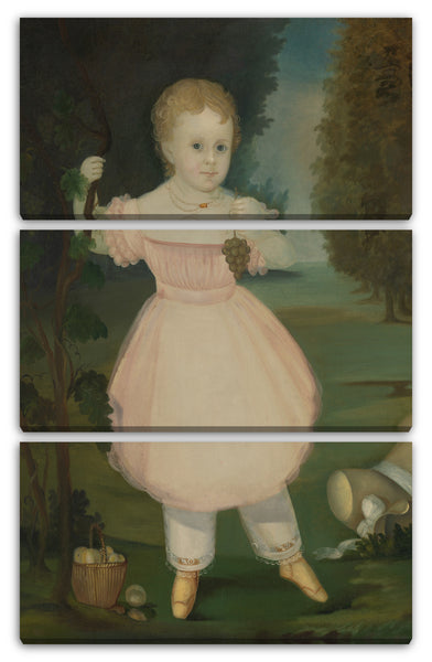 Leinwandbild 1840-50 - Porträt eines kleinen Mädchens, das Trauben pflückt