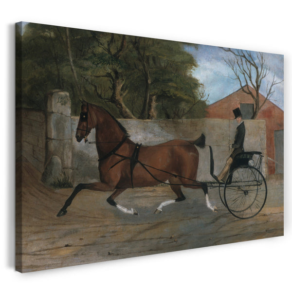 Leinwandbild ca. 1850-60 - Portrait eines Herrn in einer Kutsche