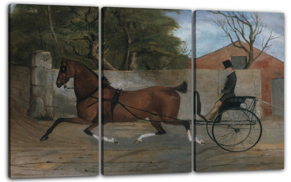 Leinwandbild ca. 1850-60 - Portrait eines Herrn in einer Kutsche