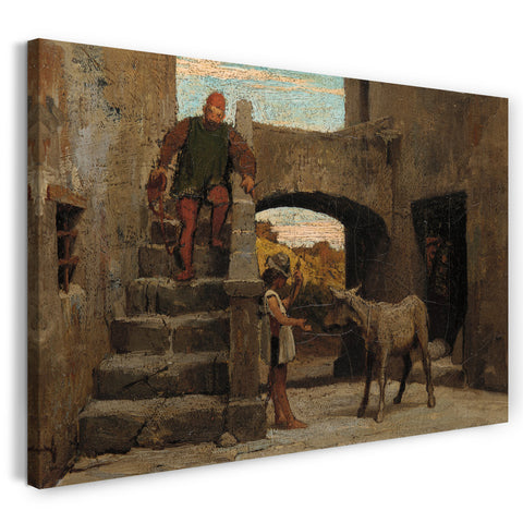 Leinwandbild Elihu Vedder - Die Fabel des Miller, sein Sohn und der Esel