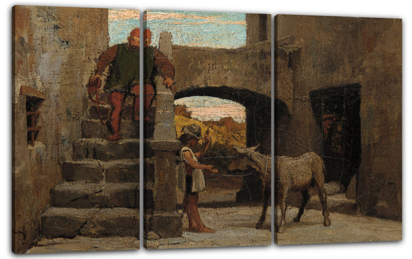 Leinwandbild Elihu Vedder - Die Fabel des Miller, sein Sohn und der Esel