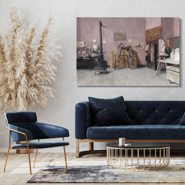 Leinwandbild Louis Moeller - Das Atelier des Bildhauers