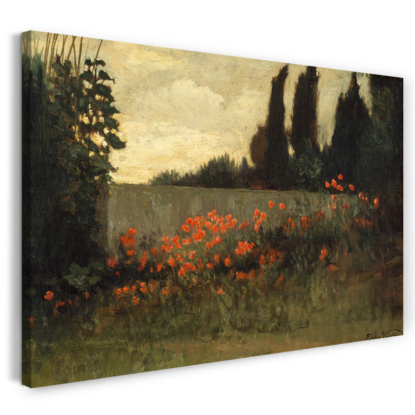 Leinwandbild Elihu Vedder - Zypressen und Mohnblumen