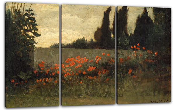 Leinwandbild Elihu Vedder - Zypressen und Mohnblumen