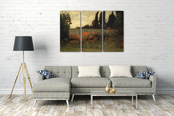 Leinwandbild Elihu Vedder - Zypressen und Mohnblumen