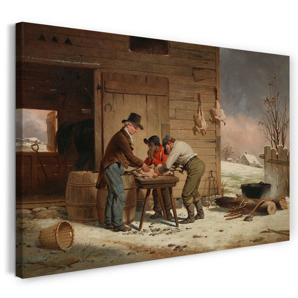 Leinwandbild Francis William Edmonds - Vorbereitung auf Weihnachten (Truthähne rupfen)