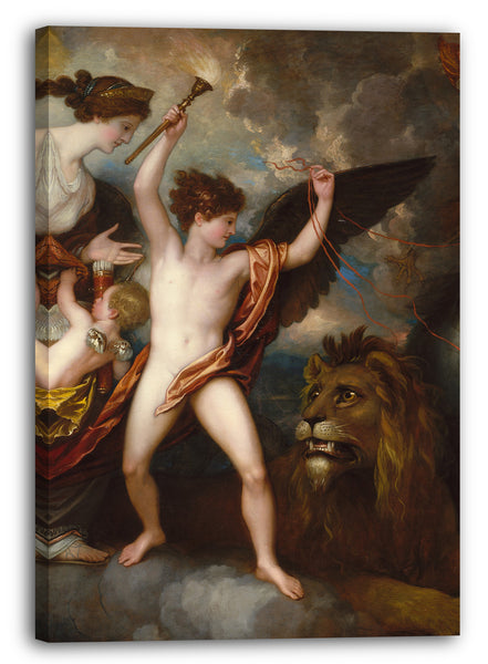 Leinwandbild Benjamin West - Omnia Vincit Amor, oder die Kraft der Liebe in den drei Elementen