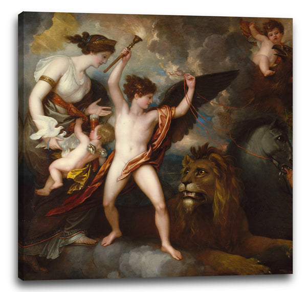 Leinwandbild Benjamin West - Omnia Vincit Amor, oder die Kraft der Liebe in den drei Elementen