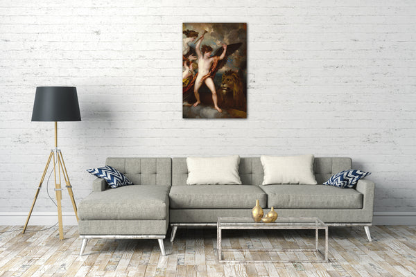 Leinwandbild Benjamin West - Omnia Vincit Amor, oder die Kraft der Liebe in den drei Elementen