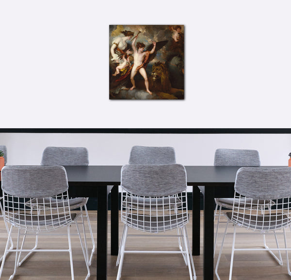 Leinwandbild Benjamin West - Omnia Vincit Amor, oder die Kraft der Liebe in den drei Elementen