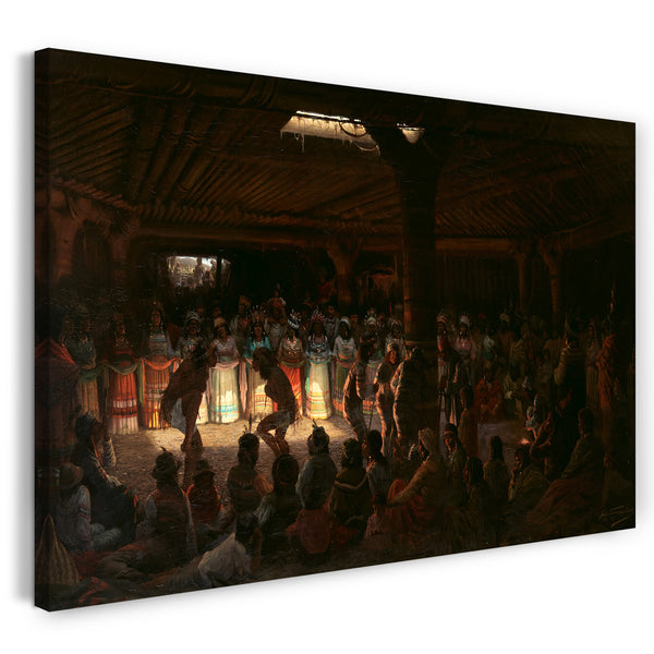 Leinwandbild Jules Tavernier - Tanz in einem unterirdischen Roundhouse in Clear Lake, Kalifornien