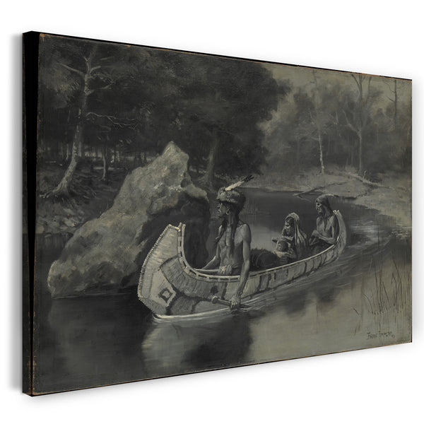 Leinwandbild Frederic Remington - Pitched It Sheer into the River . . . Where It Still Is Seen in the Summer