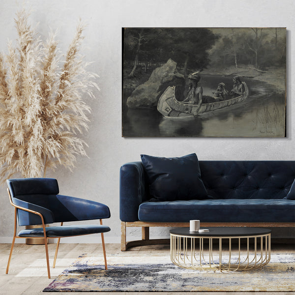 Leinwandbild Frederic Remington - Pitched It Sheer into the River . . . Where It Still Is Seen in the Summer