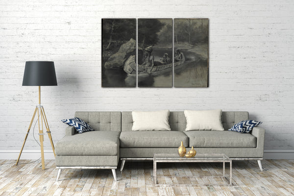 Leinwandbild Frederic Remington - Pitched It Sheer into the River . . . Where It Still Is Seen in the Summer