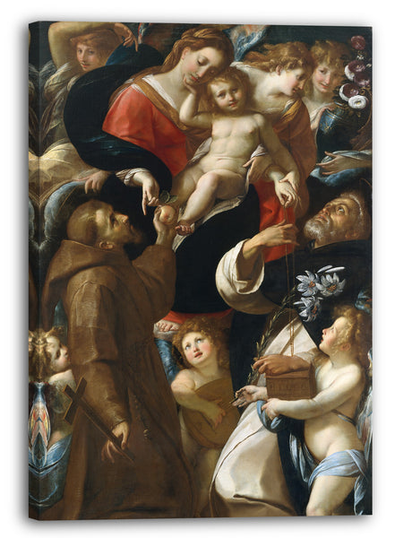 Leinwandbild Giulio Cesare Procaccini - Madonna und Kind mit den Heiligen Francis und Dominic und Engeln