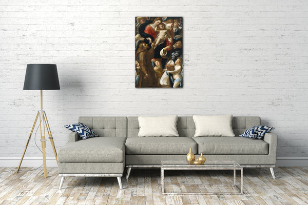Leinwandbild Giulio Cesare Procaccini - Madonna und Kind mit den Heiligen Francis und Dominic und Engeln
