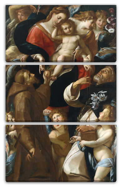 Leinwandbild Giulio Cesare Procaccini - Madonna und Kind mit den Heiligen Francis und Dominic und Engeln