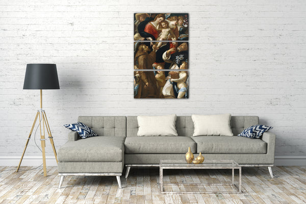 Leinwandbild Giulio Cesare Procaccini - Madonna und Kind mit den Heiligen Francis und Dominic und Engeln