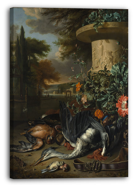 Leinwandbild Jan Weenix - Brettspiel mit totem Reiher ("Falkners Jagdbeute")