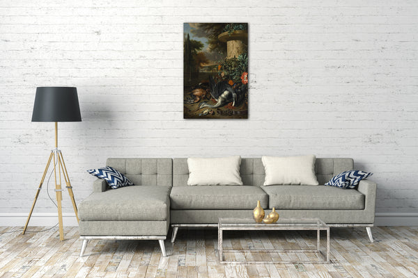 Leinwandbild Jan Weenix - Brettspiel mit totem Reiher ("Falkners Jagdbeute")