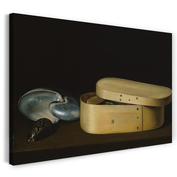 Leinwandbild Sebastian Stoskopff - Stillleben mit Muscheln und einer Holzspan-Box