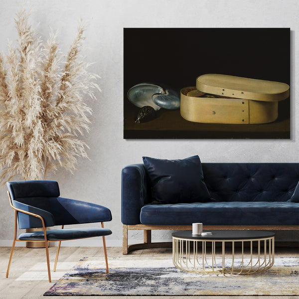 Leinwandbild Sebastian Stoskopff - Stillleben mit Muscheln und einer Holzspan-Box