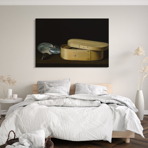 Leinwandbild Sebastian Stoskopff - Stillleben mit Muscheln und einer Holzspan-Box