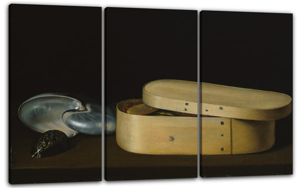 Leinwandbild Sebastian Stoskopff - Stillleben mit Muscheln und einer Holzspan-Box
