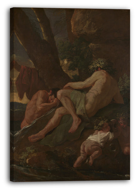 Leinwandbild Nicolas Poussin - Midas beim Waschen an der Quelle des Pactolus