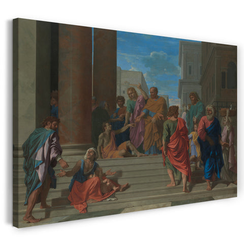 Leinwandbild Nicolas Poussin - Heiliger Peter und Johannes heilen den lahmen Mann