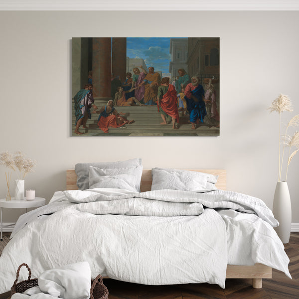 Leinwandbild Nicolas Poussin - Heiliger Peter und Johannes heilen den lahmen Mann