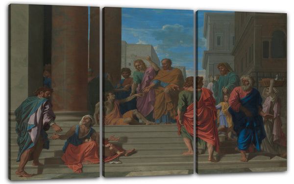 Leinwandbild Nicolas Poussin - Heiliger Peter und Johannes heilen den lahmen Mann
