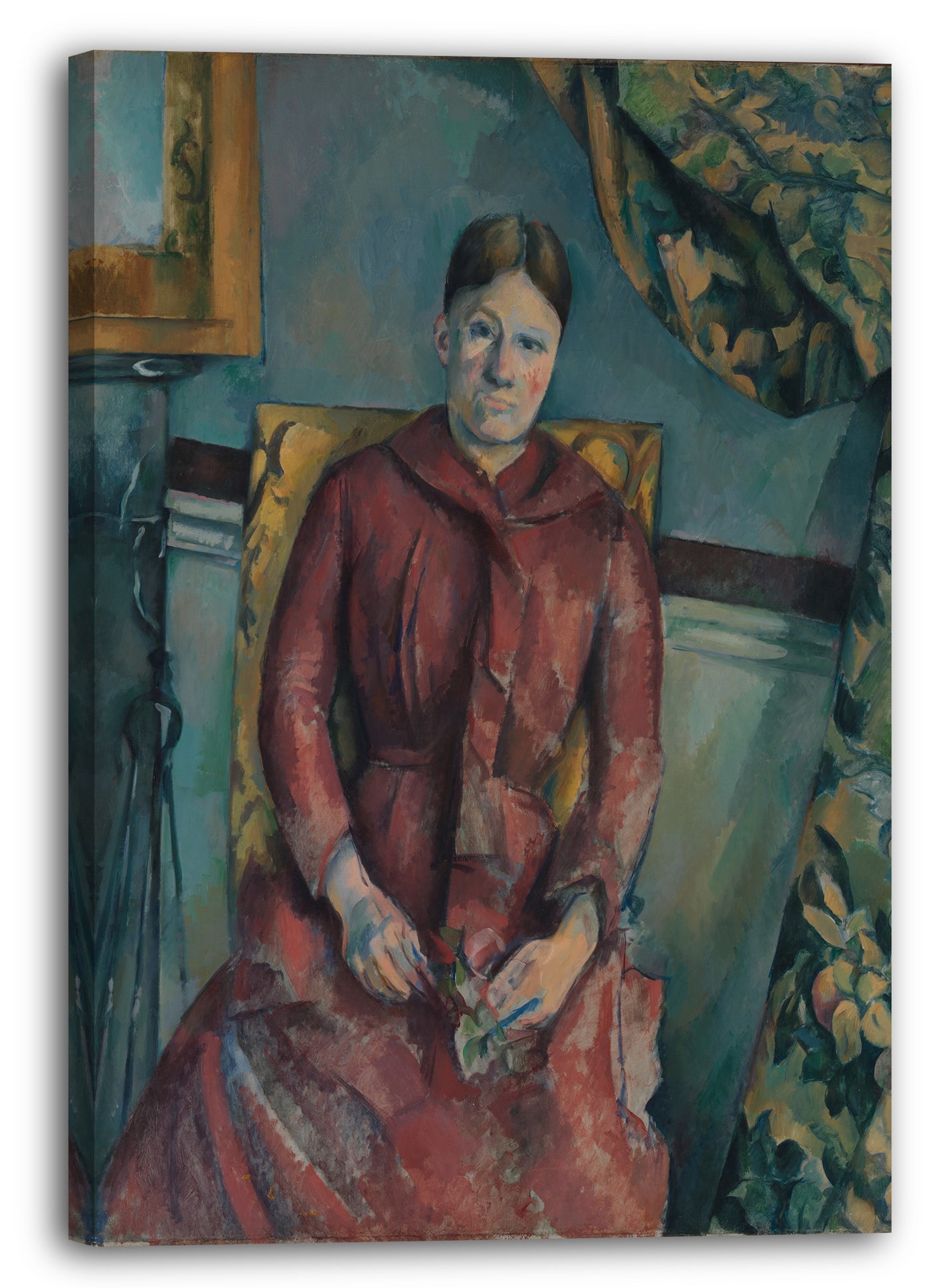 Leinwandbild Paul Cézanne - Madame Cézanne (Hortense Fiquet, 1850-1922) im roten Kleid