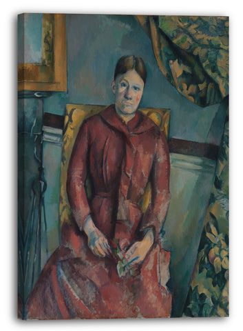 Leinwandbild Paul Cézanne - Madame Cézanne (Hortense Fiquet, 1850-1922) im roten Kleid