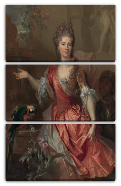 Leinwandbild Nicolas de Largillierre - Porträt einer Frau, möglicherweise Madame Claude Lambert de Thorigny (Marie Marguerite Bontemps, 1668-1701), und ein versklavter Diener