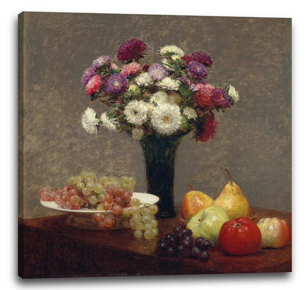 Leinwandbild Henri Fantin-Latour - Astern und Obst auf einem Tisch