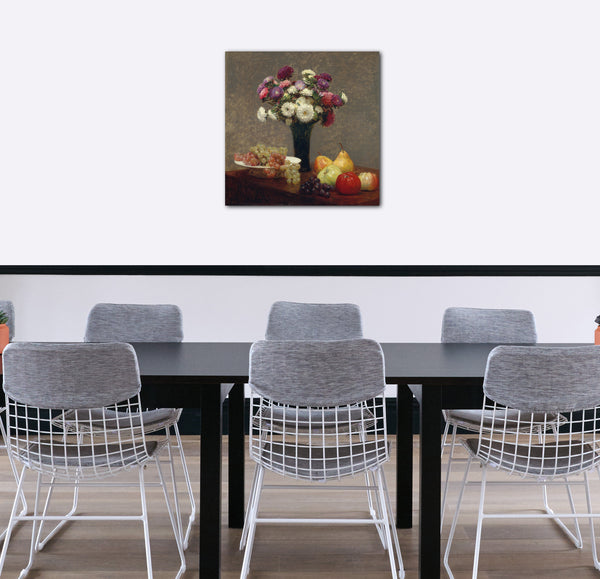 Leinwandbild Henri Fantin-Latour - Astern und Obst auf einem Tisch