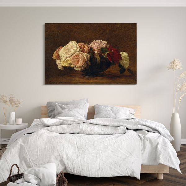 Leinwandbild Henri Fantin-Latour - Rosen in einer Schüssel